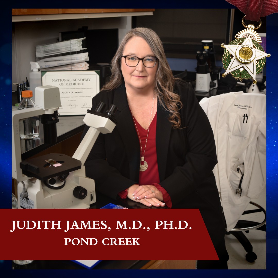 Congratulations to OMRF's Dr. Judith James on her induction into the <a href="/OklahomaHoF/">Oklahoma Hall of Fame | Gaylord-Pickens Museum</a>!  🔗 ⤵️ omrf.org/2023/11/17/omr…