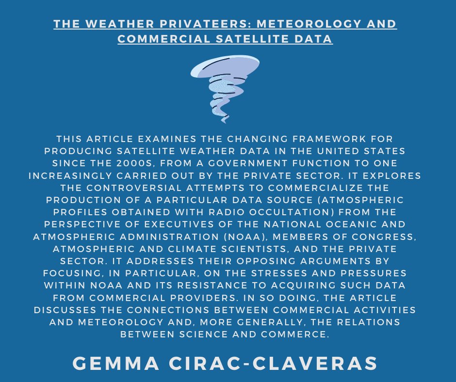 With the seasons changing, another article on our mind this week is by Gemma Cirac-Claveras on The Weather Privateers: Meteorology and Commercial Satellite Data. Check it out here - muse.jhu.edu/pub/15/article…