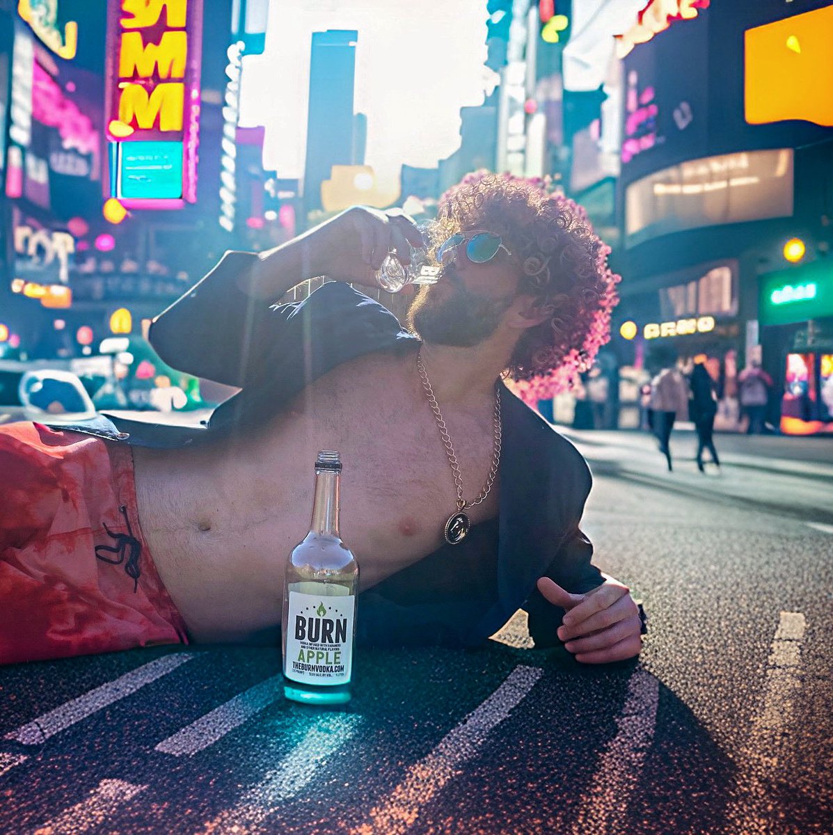 TheBurnVodka's tweet photo. ***do not lay on a busy street trying to take photos***. #darnelldid. With that disclaimer, we invite everyone to enjoy the weekend responsibly. May we suggest a Pickle Apple Burn Chilton? #darnelldoes #theburnvodka #appleburn #lubbocksvodka #pinkertonsdistillery https://t.co/nH0Ly0KVCF