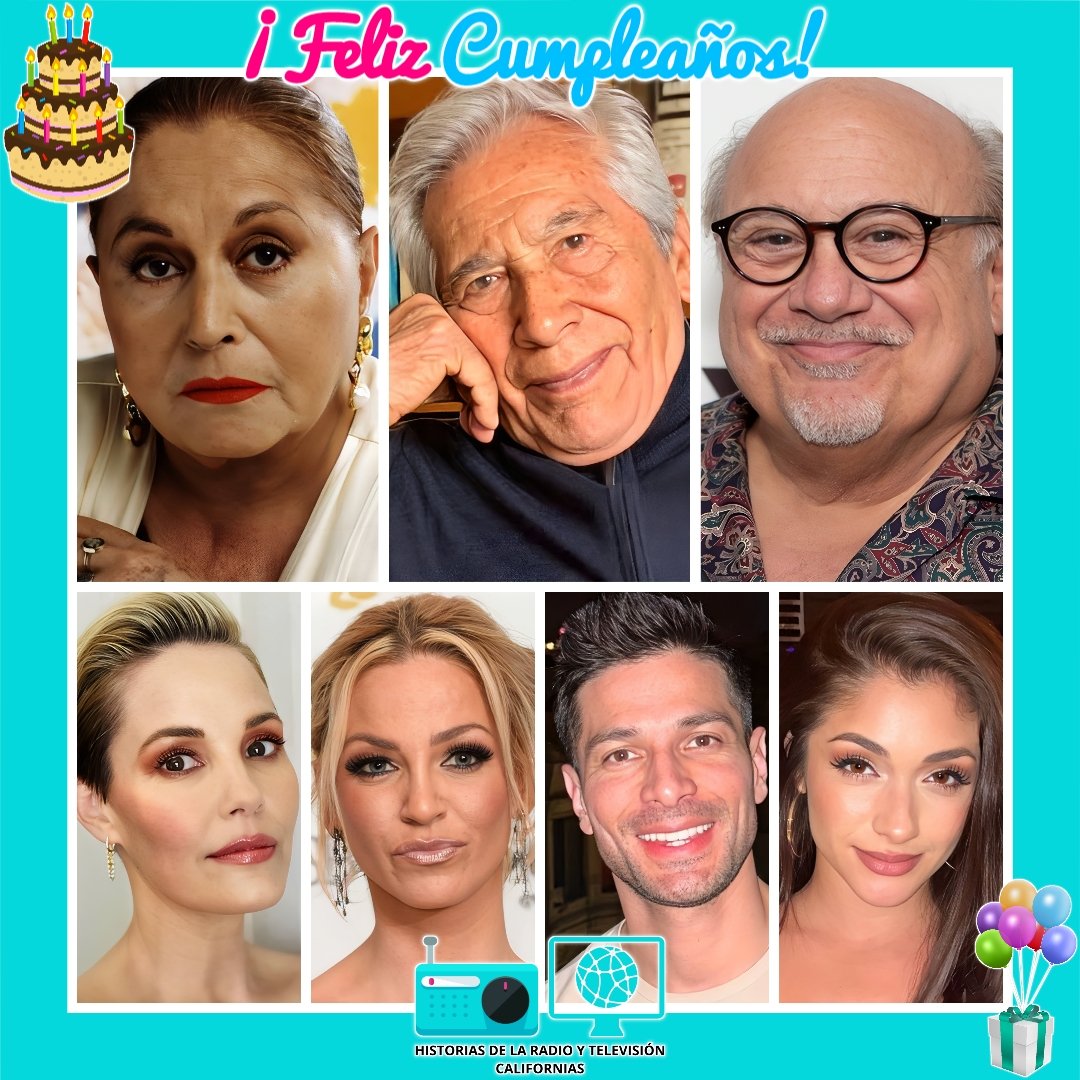 Historias De La Radio y Televisión Californias (@historiaradiobc) on Twitter photo Muchas felicidades a l@s famos@s 🎭🎤, por su cumpleaños del día de hoy 17 de Noviembre 🎂🎉🎈:
Ofelia Guilmáin (1921-2005) ✝️🕊️
José Carlos Ruiz
Danny DeVito
Leslie Bibb
Sarah Harding <a href="/SarahNHarding/">Sarah Harding</a> (1981-2021) ✝️🕊️
Felipe Flores
Raquel Castro Muchas felicidades a l@s famos@s 🎭🎤, por su cumpleaños del día de hoy 17 de Noviembre 🎂🎉🎈:
Ofelia Guilmáin (1921-2005) ✝️🕊️
José Carlos Ruiz
Danny DeVito
Leslie Bibb
Sarah Harding <a href="/SarahNHarding/">Sarah Harding</a> (1981-2021) ✝️🕊️
Felipe Flores
Raquel Castro