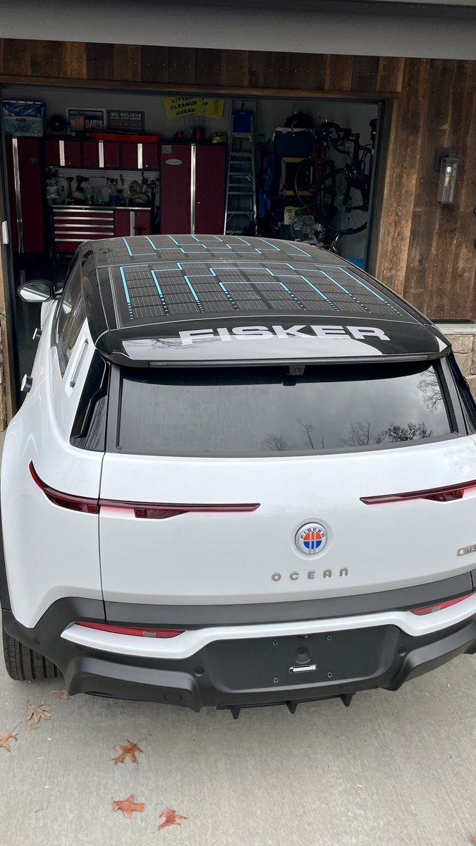 My wife’s Fisker Ocean arrived a day early! I got my Rivian R1S last month, so now we’re totally electric. We have solar, solar battery storage, geothermal, and all-electric outdoor gear, so we’re about as close to carbon neutral as we can get. @FiskerInc @Rivian