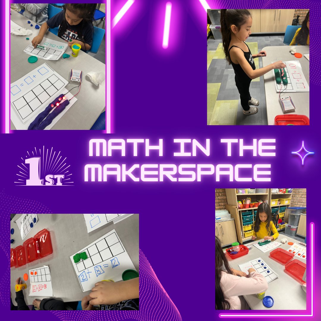 First graders in <a href="/CCTejas/">Diana Medina</a> &amp; <a href="/msvidal4/">Ms. Vidal</a> used Legos to practice building different combinations of 10 &amp; utilized Play-Doh to fill in ten frames &amp; write equations based on numbers displayed on Squishy Circuits. I had so much fun! @letvaladez #KomenskyLionPride #OrgulloLeonesKomensky