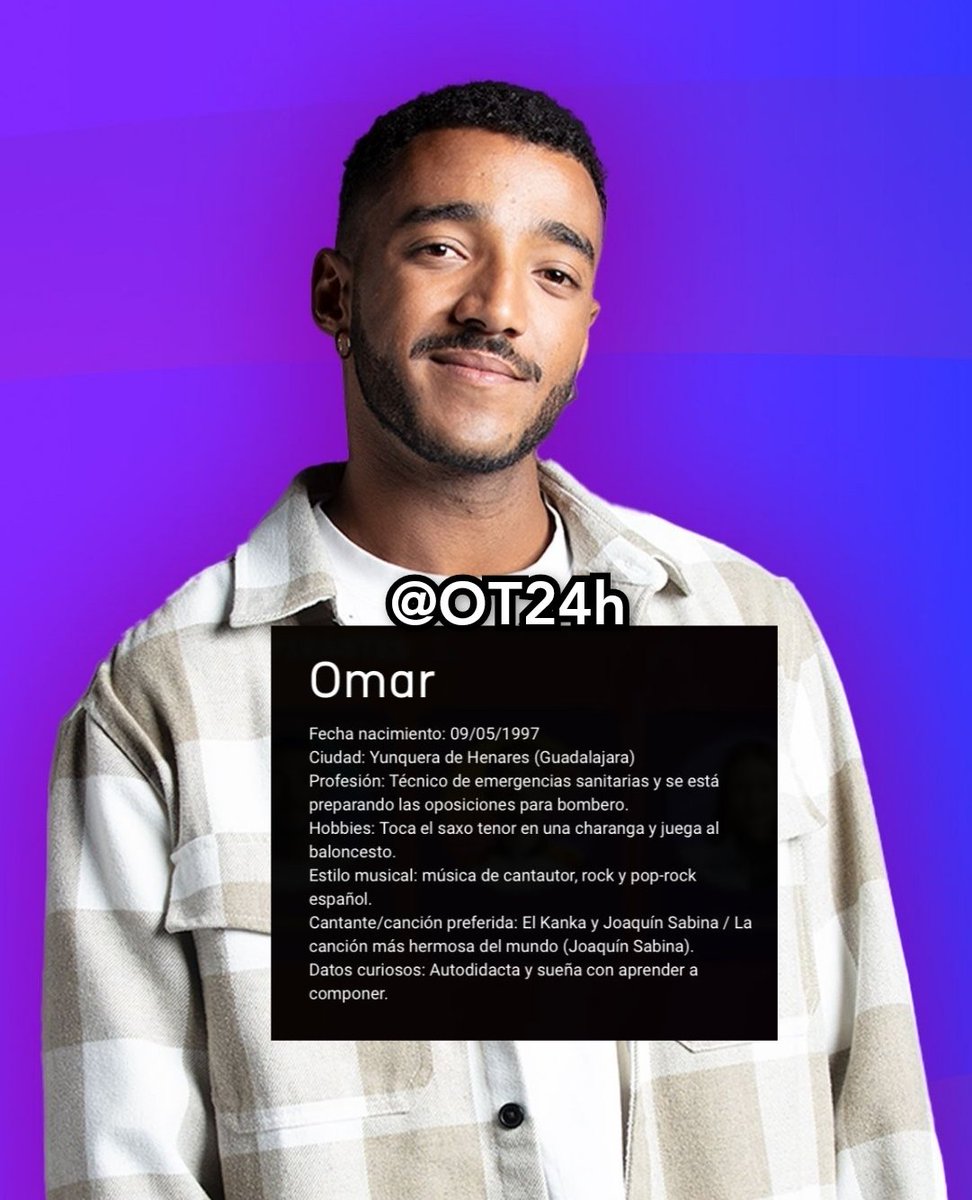 OT24h's tweet photo. 🧵 HILO con los DATOS de lxs concursantes de #OT2023

🎤 VIOLETA
🐣 23 de enero del 2001
🏙️ Motril (Granada)

🎤 OMAR
🐣 9 de mayo de 1997
🏙️ Yunquera de Henares (Guadalajara) https://t.co/jp2n8tumc5