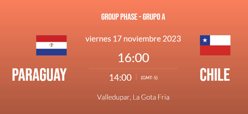 🏀🇨🇱 Sudamericano U17 varones 
Sel. Chile vs Sel. Paraguay
🔢fiba.basketball/es/sudamerican…
Viernes 17 noviembre, 16:00 horas