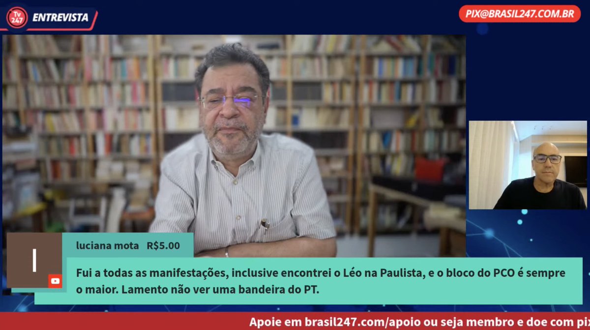 PCO29's tweet photo. "Companheiros do PT: tem que chamar os companheiros da direção do PT para apoiarem as manifestações.

O PT, o maior partido de esquerda do Brasil, não tem uma única bandeira. Não tem nada. É uma omissão que não vai sair de graça. Minha crítica não é para desmoralizar, mas um apelo para que falem com os dirigentes do PT. Tem que participar das manifestações. Eu quero que o PT esteja presente, não que ele esteja ausente para criticar. Quero que esteja lá, defendendo os palestinos.

O lema do PT era 'o amor venceu o ódio', mas se isso aí tem algum valor, tem que ter um valor no amor às crianças palestinas que estão morrendo na Faixa de Gaza. São quase 5.000 crianças mortas por bombas. É uma coisa escatológica. Aos companheiros que estão assistindo: liguem para os parlamentares, para os ministros do governo, e digam que eles têm que estar na rua em defesa dos palestinos.

Os atos são em defesa dos palestinos. Se acha que tem que ser dois estados, se não gosta do Hamas, não tem problema. Ninguém está pedindo para ir lá para defender um programa que não é o seu. Mas se acha que tem que defender os palestinos, tem que estar nas ruas.

Há pessoas do PT participando, José Genoíno, Breno Altman, alguns dirigentes sindicais, mas o PT, enquanto instituição, está se omitindo. Precisa estar nas ruas! Não é possível você querer ser um partido de esquerda e não se posicionar diante de uma atrocidade gigantesca como essa."

Fala do companheiro @Ruicpimenta29 em entrevista ao @AttuchLeonardo:

https://t.co/Q6Sa40TvP3