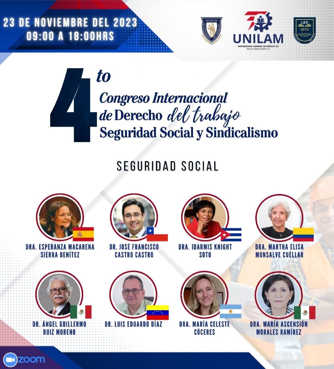 El próximo jueves 23 de noviembre estaremos exponiendo sobre la Política Nacional de Seguridad y Salud en el Trabajo, en el 4° Congreso Internacional de Derecho del Trabajo, Seguridad Social y Sindicalismo, junto a destacados académicos como la querida <a href="/EsperanzaMacar7/">EM Sierra Benítez</a>