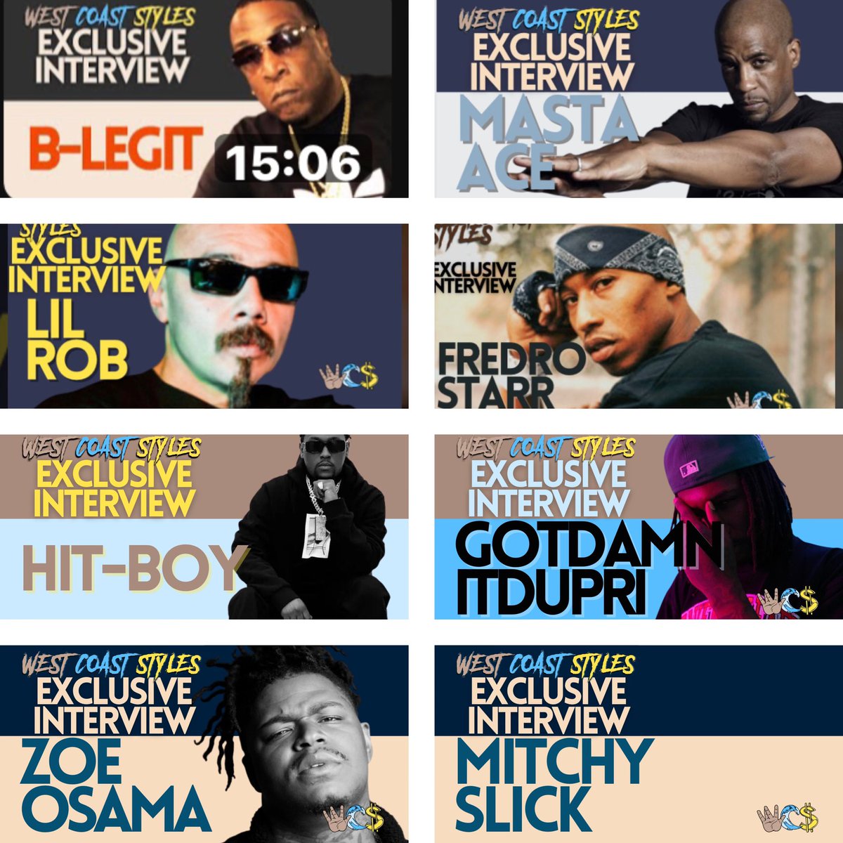 Recent interviews at WestCoastStyles.com @Hit_Boy @GotDamnitDupri @thereallilrob @Fredro_Starr @MITCHYSLICK @zoeosama_ @blegit72 @mastaace