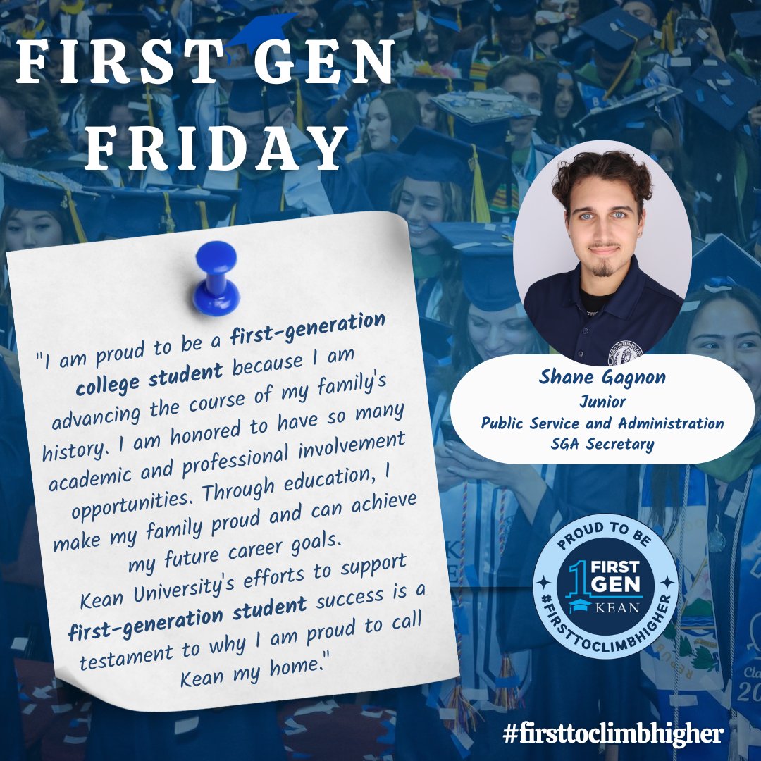 KeanUniversity's tweet photo. On First Gen Friday, we highlight a first-generation college student and a faculty or staff member. This week, our features are student Shane Gagnon and Adrian Allotey, Professor for the Department of Health and Human Performance.

#keanfirstgen #firsttoclimbhigher https://t.co/8HLXBXMnv4
