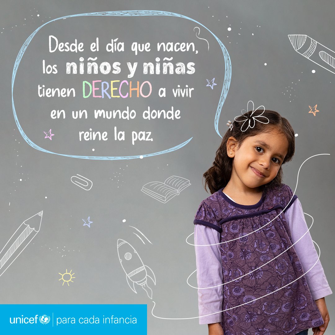 unicefvenezuela's tweet photo. Desde el día en que nacen, los 👦👧 de todo el mundo tienen derecho a vivir en un mundo donde reine la paz. 

Hoy, y todos los días, protejamos a la infancia de la violencia. 
 
#ParaCadaInfancia, paz. 
#ProtegeNuestrosDerechos https://t.co/9rgpVySEah