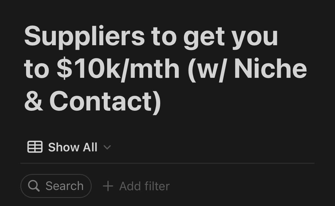 Nick__eCom's tweet image. 🚨 SUPPLIER RESEARCH LIST 🚨which I used to generate millions in rev… 

Includes:

👉 800+ suppliers
👉 Supplier product types (niche)
👉 Contact info (#, email)

Repost, like and comment “Send” to get it. 

Must be following for dm. Limited distribution.
