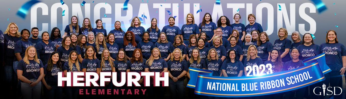 We are very excited that today is the day when <a href="/Herfurth_Bronco/">Herfurth Elementary</a> will be honored by the U.S. Department of Education as a National Blue Ribbon School! We are very proud of Herfurth and their outstanding accomplishments.

The Recognition Ceremony in Washington D.C. will be this