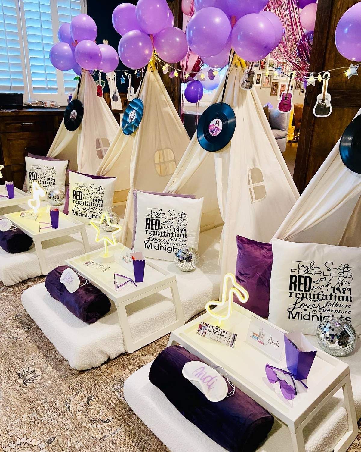 Catch My Party on X: If you're a Swiftie you are going to love this Taylor  Swift Eras Tours Sleepover! The party decorations are fantastic!   #catchmyparty #partyideas #taylorswift  #taylorswiftsleepover #erastour #erastourparty #