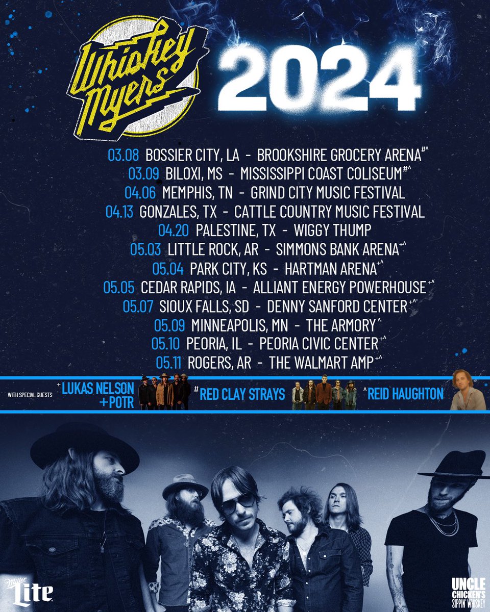 Tickets on sale now! 

whiskeymyers.com/tour