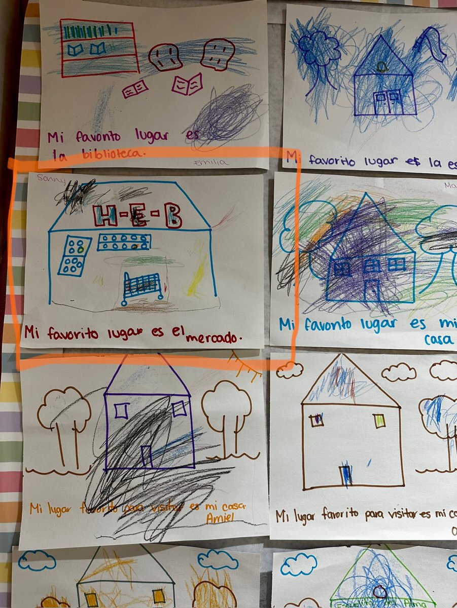 Benjleffler's tweet photo. Our 3-year-old’s class was asked to draw their favorite place. Most kids drew their house. One did a library. Sonny did @HEB #nostoredoesmore https://t.co/Wvu1dBTQlg