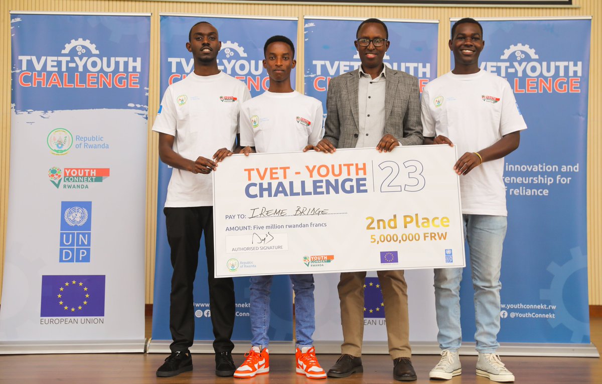 MusanzeCollege's tweet photo. Congratulations to our students who won the second and third positions in the 4th edition of TVET Youth Challenge Competition at the National level. Their innovative projects are in the area of software development and irrigation techniques respectively. https://t.co/W7FyYwlA5K