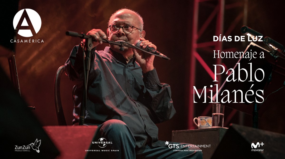 🎥Diálogo y proyección de ‘Días de luz. Pablo Milanés en La Habana’ sobre su último concierto. 
👥 Con <a href="/luispradosc/">Luis Prados Covarrubias</a> Nancy Pérez Rey <a href="/VictorManuel_Of/">Víctor Manuel Oficial</a> <a href="/GiocondaBelliP/">Gioconda Belli</a> Fabien Pisani <a href="/carlosgalilea3/">Carlos Galilea</a> <a href="/GTSEntertain/">GTS Entertainment</a> <a href="/UniversalSpain/">UniversalMusicSpain</a> <a href="/MovistarPlus/">Movistar Plus+</a> 
📅20/11 
⌚18.30
casamerica.es/cine/dias-de-l…