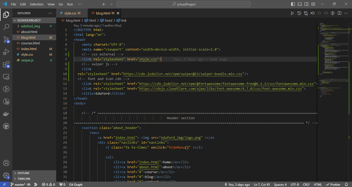samuelldmj's tweet photo. @AdemoyeJohn @ghvst_dev #RoadToBackendDev
So, i decided to implement further, what i have learnt on html, css and a tiny bit of javascript by building a school website of about 5 pages. i am 90% done. Thanks https://t.co/SryDbpGERn