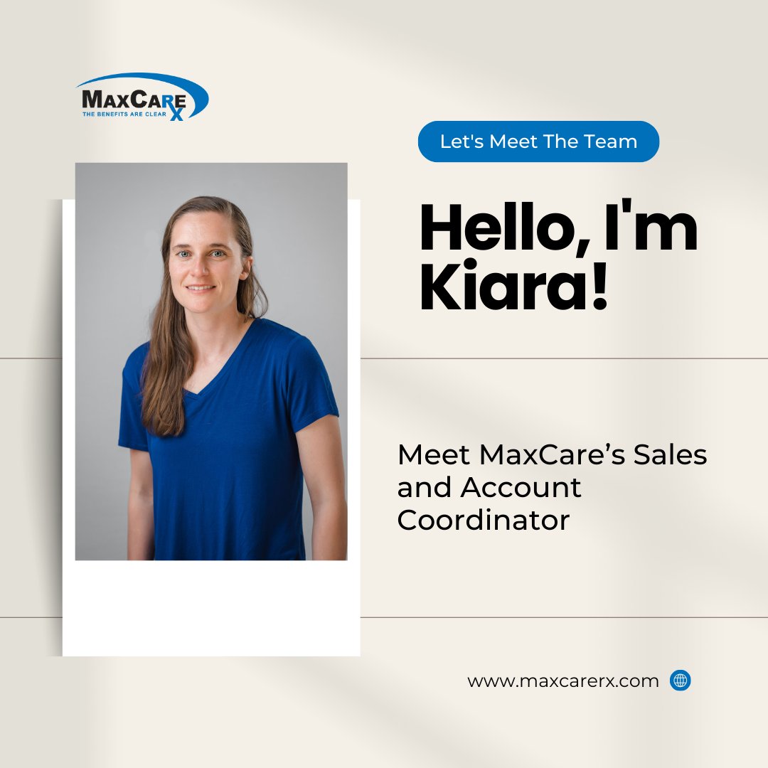 💊 Kiara Day
💼 Position: Sales and Account Coordinator
✅ Started at MaxCare: 2022
🎶 Fun Fact: I'm in a band!
💙 Best part about working at MaxCare: Helping members receive the lowest cost, most effective medications, and enabling them to live happier, healthier lives.