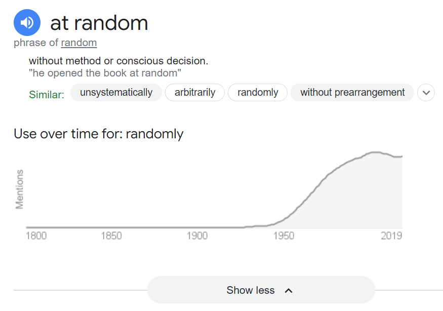 MitchComms's tweet photo. Nothing random happened happened until around 1930, and even then randomness did not take off until the 50s https://t.co/UaHD7vLaa6