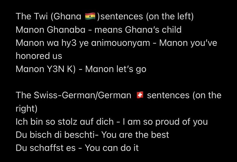 votemanon's tweet photo. We wanted the banners to have a piece of both sides of Manon’s heritage (🇨🇭🇬🇭) , many thanks to @maniedol and @ReginaMang34089 for the translations

#MANON #DREAMACADEMY https://t.co/iVKBq72YZs