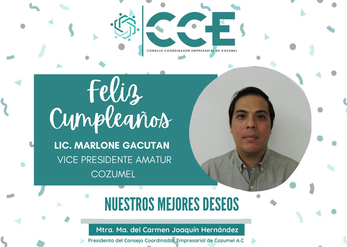 Le deseamos un feliz cumpleaños al Lic. Marlone Gacutan Vice Presidente Amatur Isla Cozumel
¡𝐍𝐮𝐞𝐬𝐭𝐫𝐨𝐬 𝐦𝐞𝐣𝐨𝐫𝐞𝐬 𝐝𝐞𝐬𝐞𝐨𝐬! 🎉

<a href="/carmenjoaquinmx/">Carmen Joaquín</a> <a href="/MarloneGP/">Marlone Gacutan</a> 
#ccecozumel #islacozumelmx