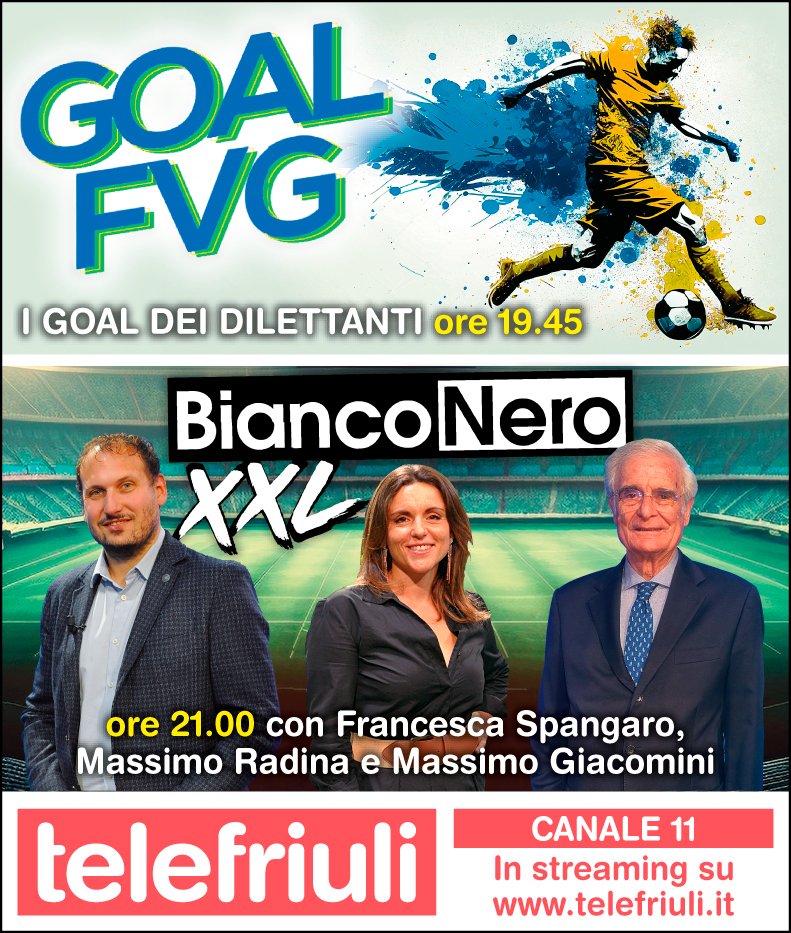 Telefriuli1's tweet photo. Buon lunedì con #Telefriuli ❗️
▶️Diretta sul canale 11 del digitale terrestre
▶️Streaming su: https://t.co/DYALOjv1US
▶️I programmi di oggi: https://t.co/RVfLKqLc8V
#calcio #dilettanti #udinese #fvg #friuli https://t.co/j1g2wlvz3f