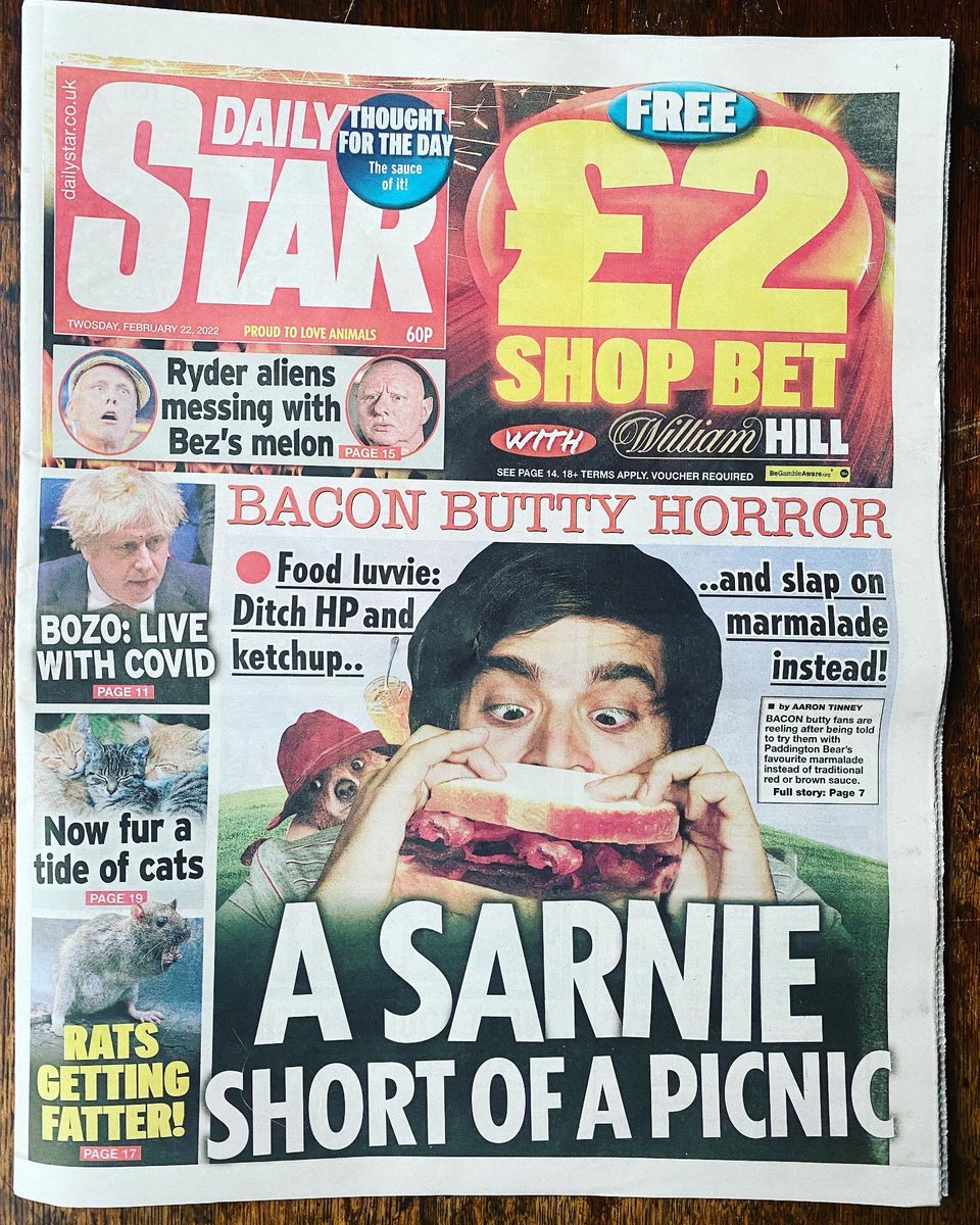 Loved talking the day I made the front page of the Daily Star with my marmalade bacon bap last night in Harrogate — last ever Red Sauce Brown Sauce event next Fri eve in Broadstairs; Wilf &amp; I will be signing books (inc Completely Perfect) for Xmas too: eventbrite.co.uk/e/felicity-clo…