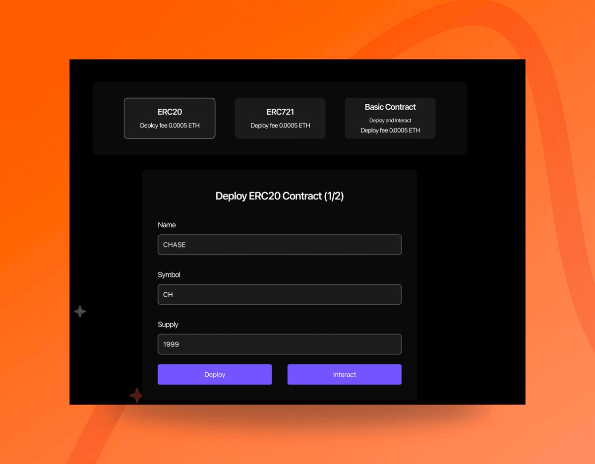 Abrahamchase's tweet photo. Are you thinking of all the ways you might set yourself up for a future speculated @starknet airdrop?

Have you already deployed a smart contract on @starknet? Make sure you deploy one.

That should help set you apart from the masses.

Using StarkGuardians will make it easier than ever to manage and deploy your smart contracts throughout @starknet.

You have the option to deploy three different types of contracts:

ERC20 Contracts

ERC721 Contracts

Basic Contracts

Even if you're not a programmer, you can implement smart contracts in under a minute using this user-friendly interface.

Simply visit this URL: https://t.co/TGbPhJTJmh. Choose one of the contracts, fill in the necessary details, and finally deploy your contract.

It is that simple.