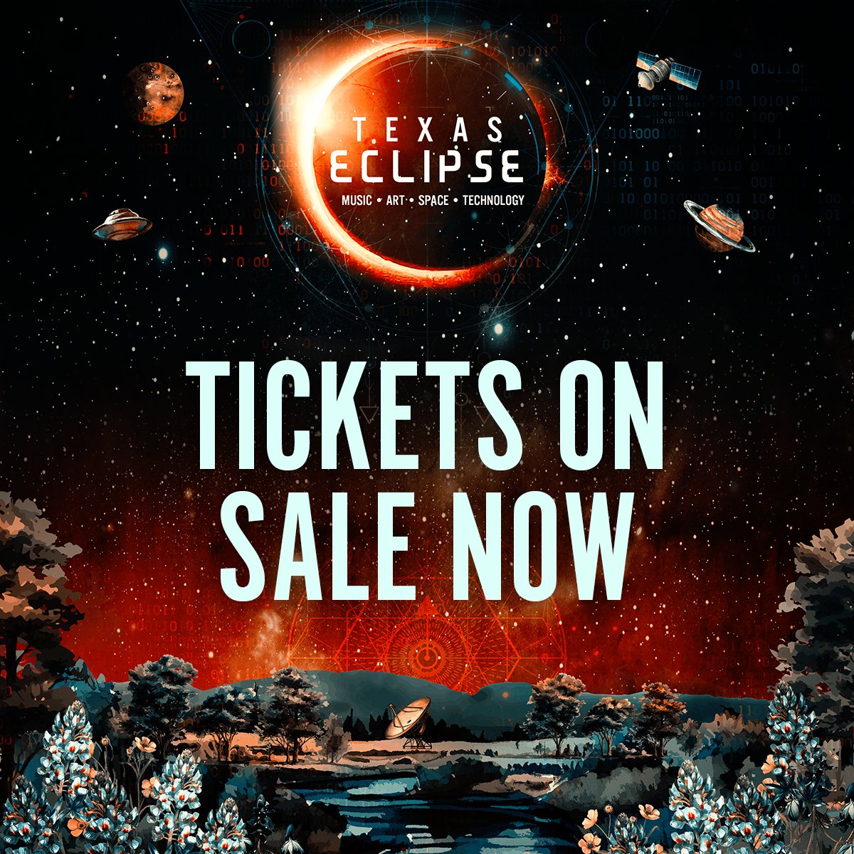 texas_eclipse's tweet photo. Tickets & Camping Packages are on-sale now 🚀 Witness the last total solar Eclipse in the US for another 20 years, alongside leaders in space, technology, sustainability, wellness & art. As we gather to celebrate the Eclipse, we will explore humanity through discussion, performance & interactive experiences 💫  https://t.co/kDkOOsidwE