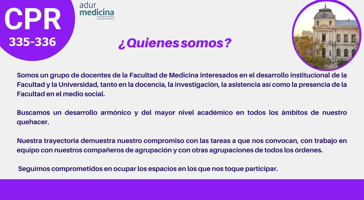 CPR_Fmed's tweet photo. En las próximas elecciones universitarias, los docentes de la #Fmed votamos las listas 335 y 336
@FloTomasina26 @ganesett @PepeTort @bbertoni212 @ernestomiquel @lmartinezpalma @Sergio_Bianchi_ @Mari_Seija @carlos_robello @NArtagaveytia https://t.co/W5jFmtPDV6