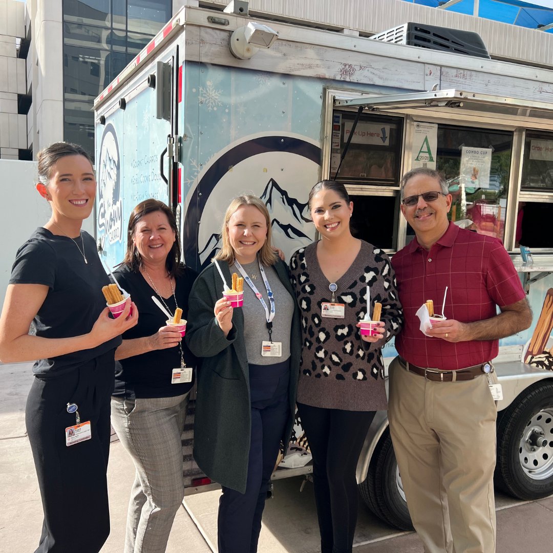 SupportBarrow's tweet photo. It’s sweet to be a Barrow BLUE CREW member! Yesterday, Barrow treated our employee donors to churros &amp; ice cream from @TheSnowyChurro. Thank you for helping make a positive impact on our patients’ lives. 💙 

#SupportBarrow #BarrowStrong #BarrowNeurologicalInstitute https://t.co/T9D6T0bmZd