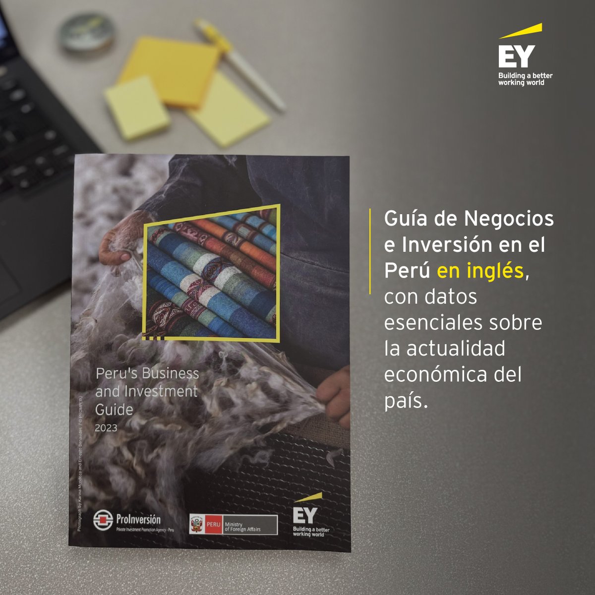 Presentamos la Guía de Negocios e Inversión en el Perú 2023 en idioma inglés, que destaca los principales aspectos tributarios, legales, laborales y de constitución de empresas del país que hacen del Perú un país muy atractivo para la inversión extranjera. go.ey.com/47Dx0UZ