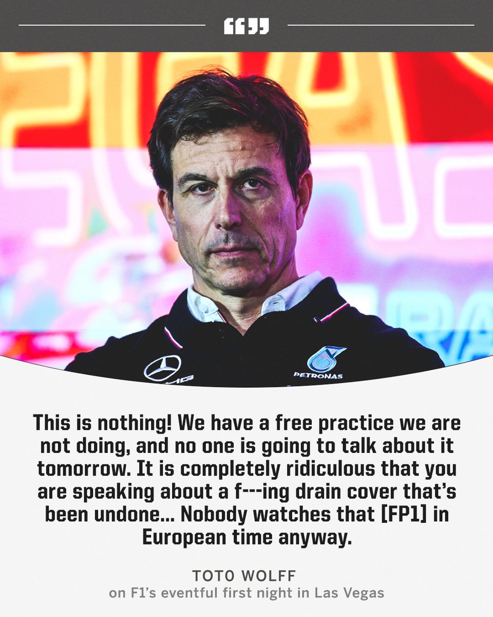 ESPNF1's tweet photo. Toto Wolff on F1's eventful first night in Las Vegas 👀 https://t.co/awWDZL79e8