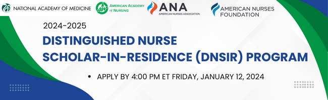 Applications for the 2024-2025 @theNAMedicine Distinguished Nurse Scholar-in-Residence Program, supported by the Academy, @ANANursingWorld, and the American Nurses Foundation, are being accepted through Friday, January 12, 2024. Learn more + apply: aannet.org/resources/scho…