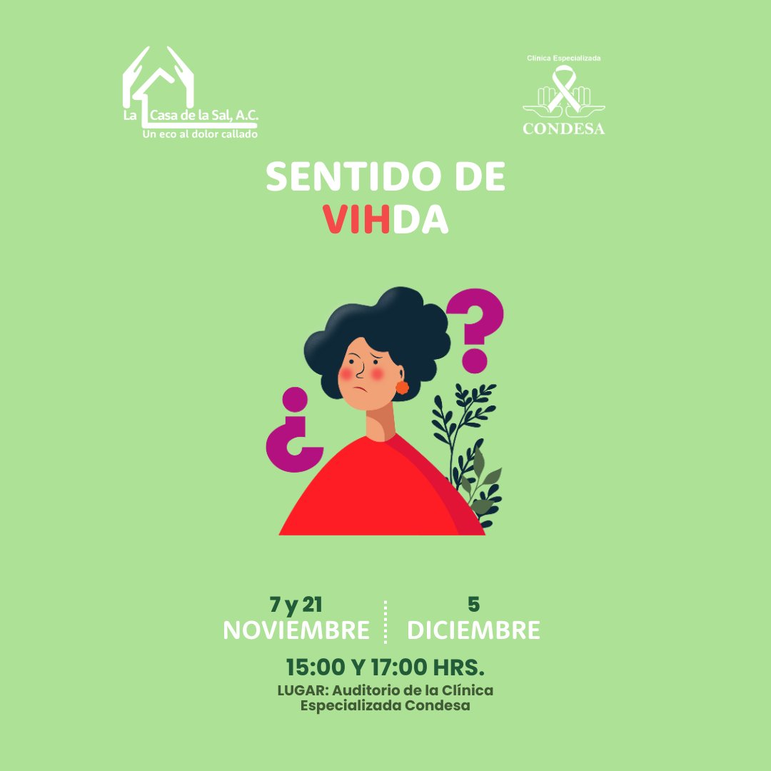 LaCasadelasalAC's tweet photo. Si acabas de recibir tu diagnóstico de #VIH o llevas un tiempo con él, pero, quieres saber más de tu tratamiento, estás a tiempo de formar parte de nuestro Taller Sentido de #VIHDA en donde te acompañaremos en el proceso de encontrar tu #motivación y tus #objetivos.🥰 https://t.co/eluKglp31d