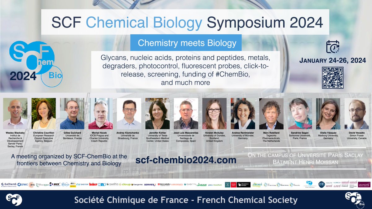 Do not miss the next major Chemical Biology Event in Europe #ChemBio2024 in Paris Saclay next January (24th-26th). We are waiting for you to exchange around various aspects of Chemical Biology - Still time to register scf-chembio2024.com @SCF_ChemBio @reseauSCF @ChemBioEurope