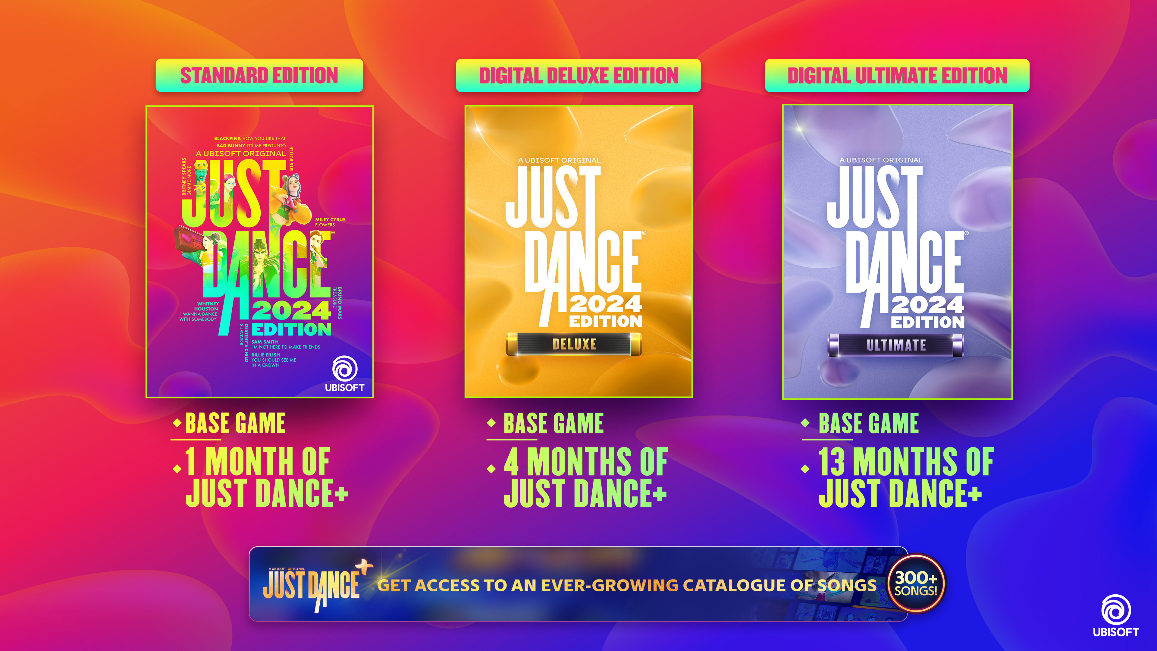 Just Dance 2024 Edition on X: Grab our Deluxe and Ultimate Edition to get  the most out of Just Dance+ 👀 It gives you access to 300 songs and more  coming regularly