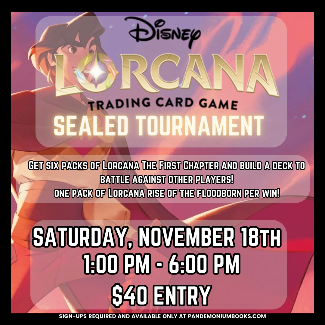 Hello all! A quick update that we will now be offering one pack of Lorcana: Rise of the Floodborn per win for this Lorcana: The First Chapter tournament! Sign-ups are still available here! pandemoniumbooks.com/products/lorca…