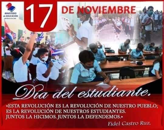 "Esta Revolución es la Revolución de nuestro pueblo, es la Revolución de nuestros estudiantes. Juntos la hicimos. Juntos la defenderemos"
Feliz día del estudiante 
#IslaDeLaJuventud