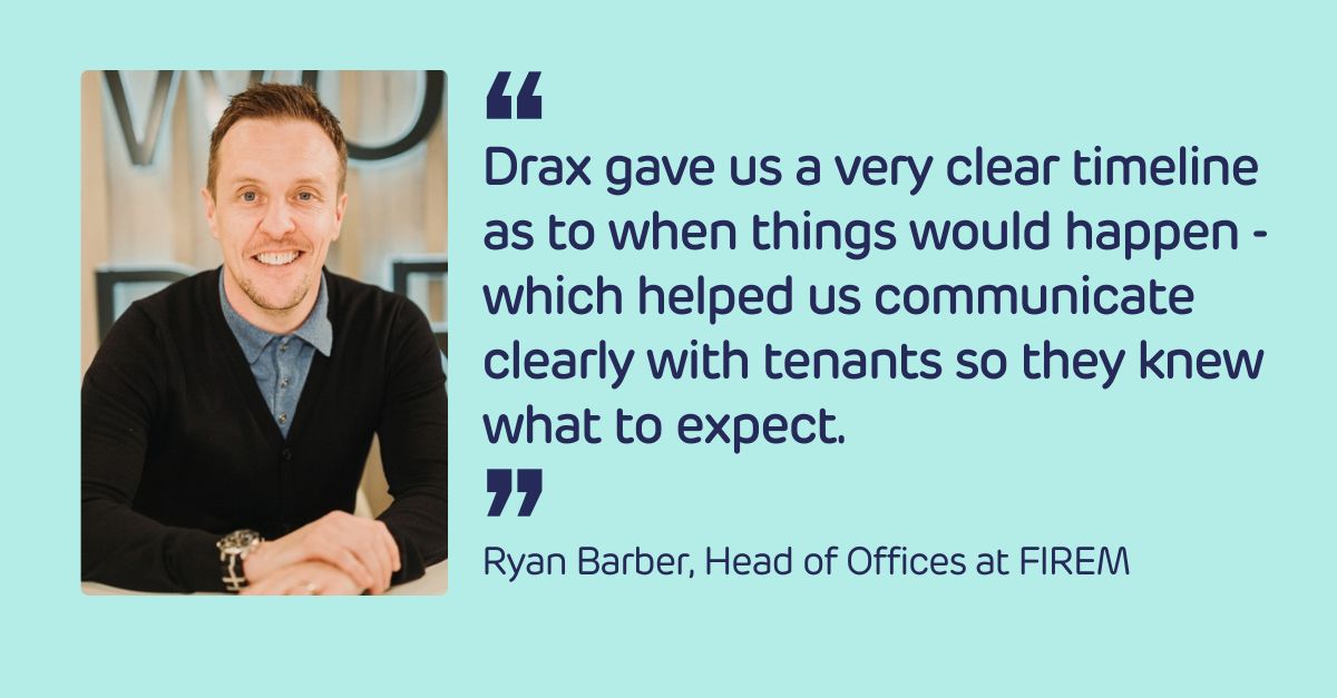 At Drax, we know communication is key🔑 

We projected the timings and impact upon FI Real Estate Management Ltd 's (FIREM’s) Lynch Wood Park tenants, enabling the property management company to manage expectations👇