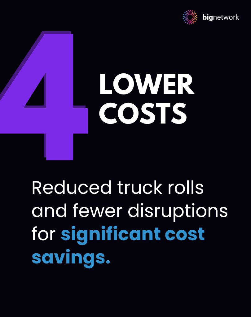 getbignetwork's tweet photo. Calling all ISPs: Here are the 5 main benefits of Big Network for ISPs.

1. Keep customers online
2. Remote diagnostics
3. Increased Bandwidth
4. Lower costs

Learn more about how Big Network for ISPs here: https://t.co/nWL1NJ3lNf

#ISP #cloud #networking #internet #connectivity https://t.co/FEv9gfLjso