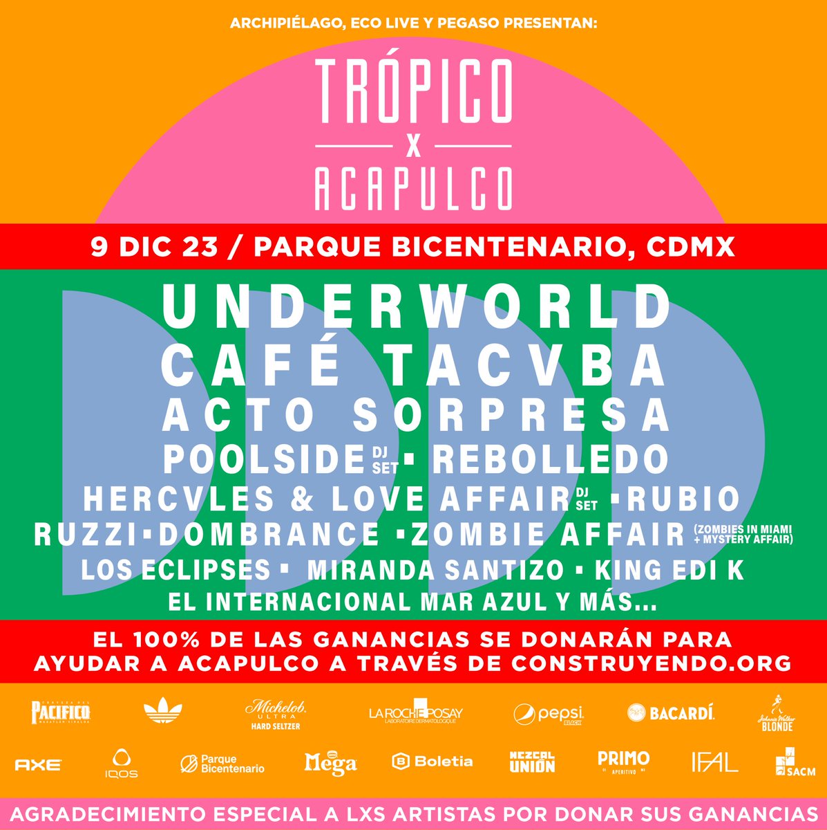 ecoenvivo_'s tweet photo. TRÓPICO X ACAPULCO 🏝️ 

El 100% de las ganancias de este festival serán donadas para ayudar a Guerrero a través de Construyendomx, una organización sin fines de lucro que impulsa la solidaridad a través de voluntarios que quieran apoyar en proyectos de construcción. 

🎟️ Boletos ya disponibles: https://t.co/Cltj084o8w