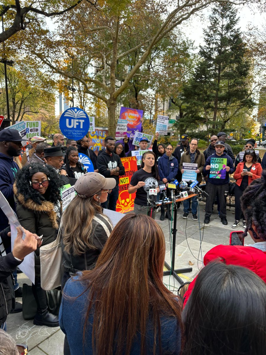 In 2 years, Mayor Adams cut vital services for everyday New Yorkers 5 times, despite billions in reserves. Migrants are not to blame for these budget choices. NYC can't keep slashing education, libraries, health, sanitation &amp; more, &amp; expect NYers to thrive. We need #CareNotCuts.