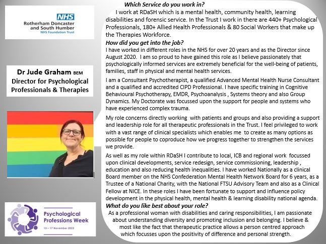 And finally me (17+1) #PsychologicalProfessionalsWeek2023 showcasing the diversity of roles we have in the South Yorkshire Psychological Professional family <a href="/NHSSYICB/">NHS South Yorkshire</a> <a href="/SheffChildrens/">Sheffield Children's</a> <a href="/SHSCFT/">Sheffield Health Partnership University NHS FT</a> <a href="/SheffieldHosp/">Sheffield Hospitals</a> <a href="/allofusinmind/">SouthWestYorkshire Partnership NHS FoundationTrust</a> <a href="/rdash_nhs/">RDaSH NHS FT</a> Thanks Rachel for coordinating the human library