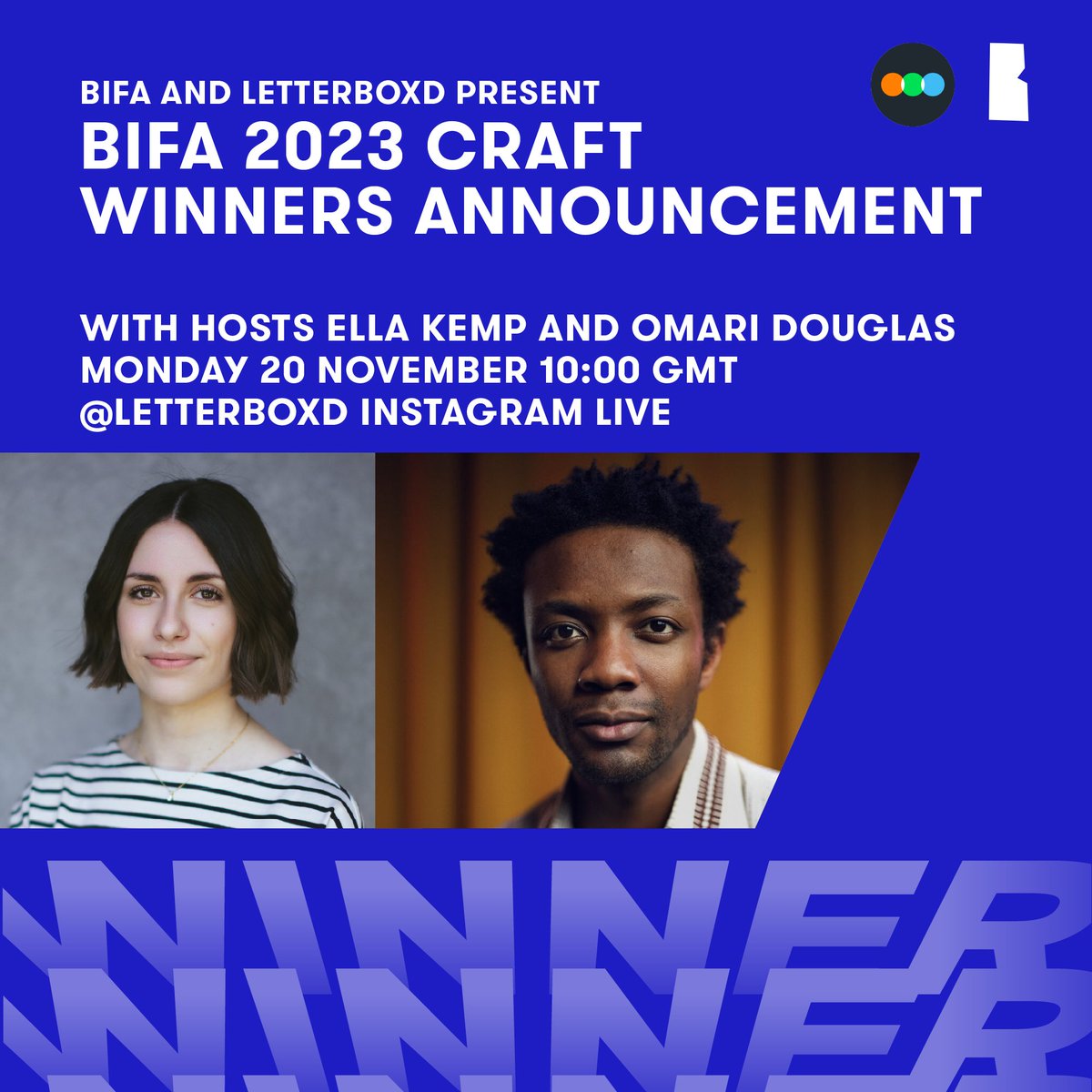 BIFA_film's tweet image. Big news, HUGE. 🚨

BIFA and @letterboxd are joining forces to bring the #BIFA2023 craft category winners to the world.

Head over to Letterboxd's IG LIVE on Mon 20 Nov 10am to celebrate the art of filmmaking, craft and storytelling with co-hosts Ella Kemp and Omari Douglas.