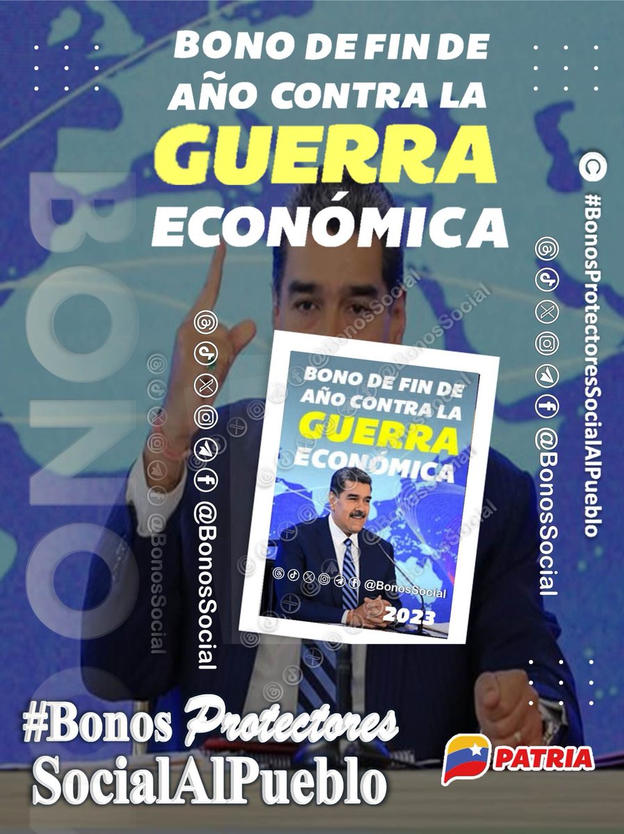 BonosSocial's tweet photo. 🚨🏠#ATENCIÓN: Inicia la entrega del #BonoDeFinDeAñoContraLaGuerraEconómica (noviembre 2023) a través del #SistemaPatria para los jubilados de la administración pública enviado por nuestro Pdte. @NicolasMaduro.

✅ Monto en Bs. 1.980,00

@BonosSocial
#SoberaníaEsEsequibo https://t.co/JTGWHb4r1v