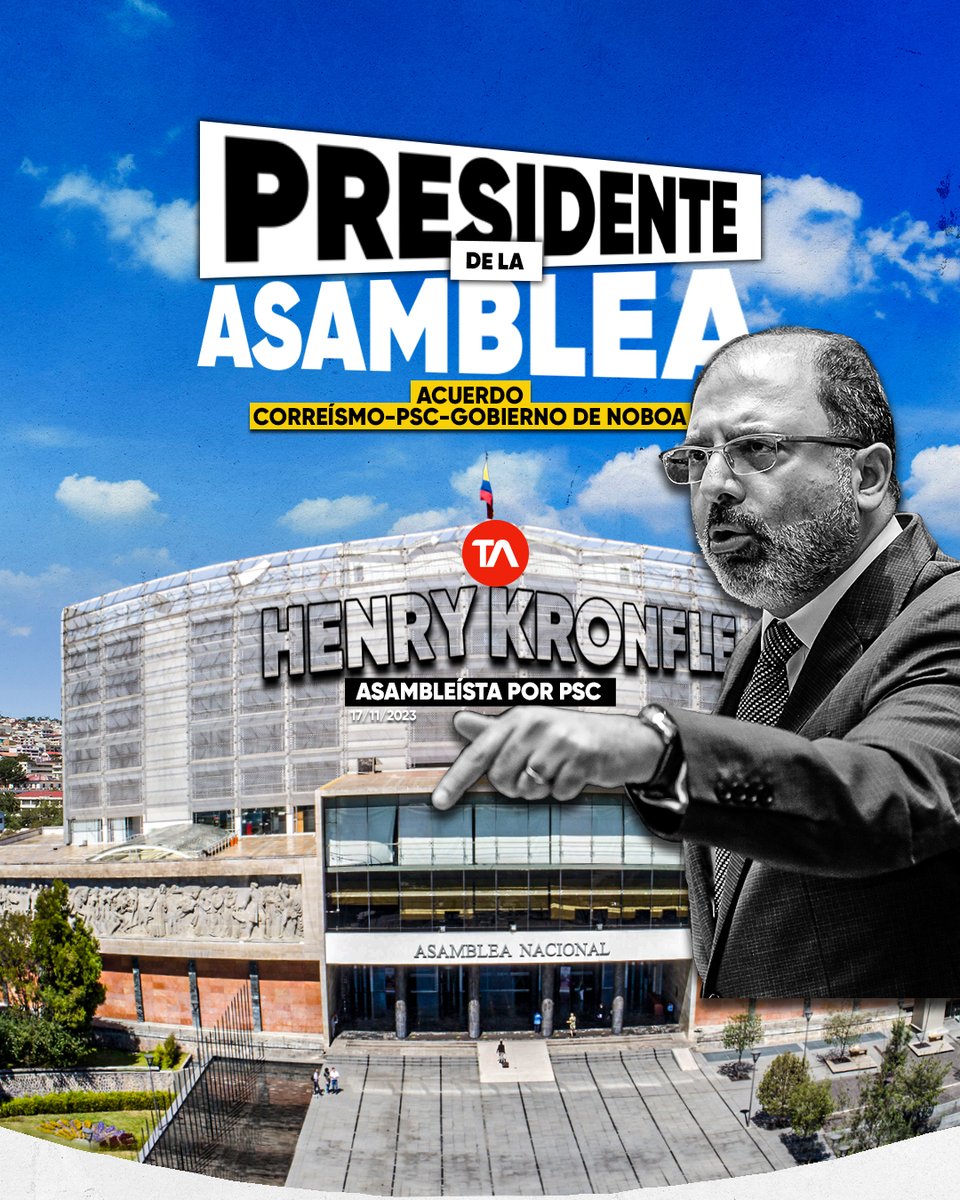 teleamazonasec's tweet photo. #URGENTE | Con 128 votos, Henry Kronfle es designado presidente de la Asamblea Nacional. Se cumple el pacto correísmo, PSC, ADN. https://t.co/x4FILmZZYz https://t.co/Jvdsdj7Koq