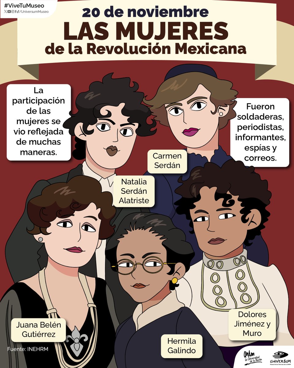 UniversumMuseo's tweet photo. #UnDíaComoHoy conmemoramos el inicio de la Revolución Mexicana que tuvo lugar en el año 1910 🇲🇽

Conoce a grandes mujeres que participaron en esta lucha histórica 🤩👵🏽

#ViveTuMuseo https://t.co/mZs0bXtnqg