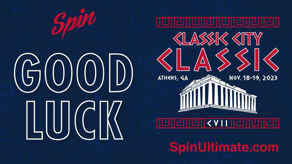 Spin Ultimate (@spinultimate) on Twitter photo Best of luck to everyone competing at Classic City Classic this weekend! Can’t wait to see y’all there 😎
Special shout-out to <a href="/JojahUltimate/">Jojah Ultimate</a> and <a href="/UGAUltimate/">UGA Athena</a> for hosting!
•
•
#goodluck #tournament #classiccityclassic #CCC #ultimate #frisbee #ultimatefrisbee #spin Best of luck to everyone competing at Classic City Classic this weekend! Can’t wait to see y’all there 😎
Special shout-out to <a href="/JojahUltimate/">Jojah Ultimate</a> and <a href="/UGAUltimate/">UGA Athena</a> for hosting!
•
•
#goodluck #tournament #classiccityclassic #CCC #ultimate #frisbee #ultimatefrisbee #spin