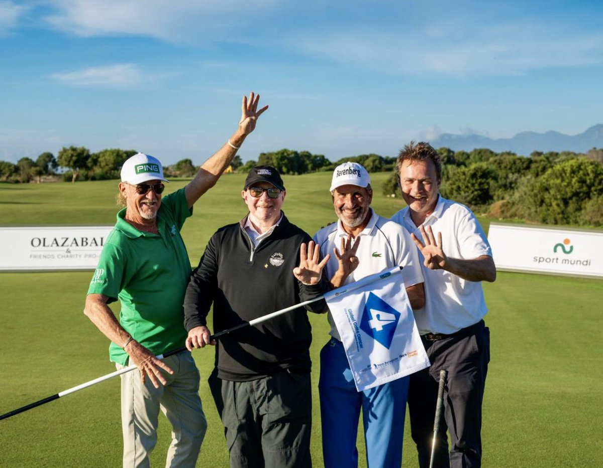 ‘From Ancient Olympia to the International Olympic Academy Course at Costa Navarino’. Yesterday I completed a golf-walk along the historic Peloponnese coastline and flew our flag on the 4th hole with Jose Maria Olazabal and Miguel Jimenez. #globalgolf4cancer ⛳️ #costanavarino 🇬🇷